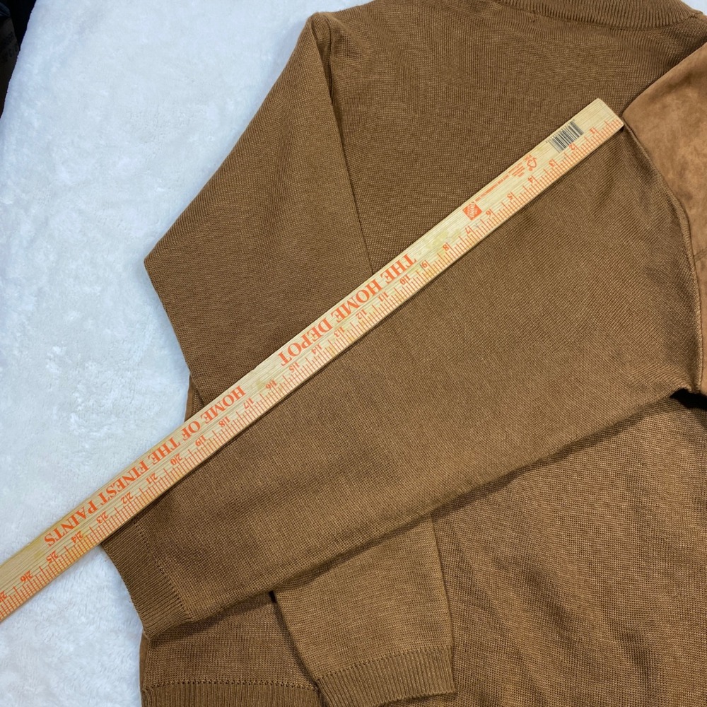 Pronti Mock Neck Sweater Faux Suede Accents Knit Pullover Brown Boho Mens XL - Picture 9 of 11